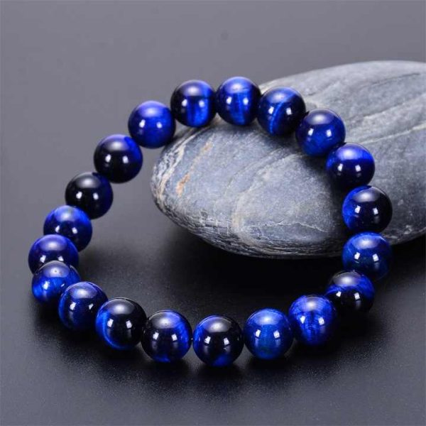 Domineering Men Hawkeye Gemstone Beaded Elastic Bracelet Fashion 6/8/10/12mm Natural Green Red Blue Tiger Eye Stone Bracelets