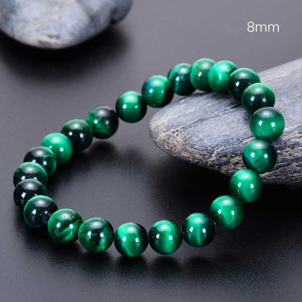 Domineering Men Hawkeye Gemstone Beaded Elastic Bracelet Fashion 6/8/10/12mm Natural Green Red Blue Tiger Eye Stone Bracelets