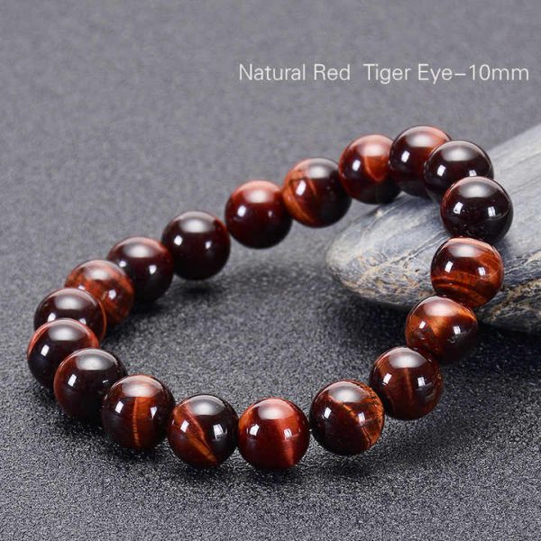 Domineering Men Hawkeye Gemstone Beaded Elastic Bracelet Fashion 6/8/10/12mm Natural Green Red Blue Tiger Eye Stone Bracelets