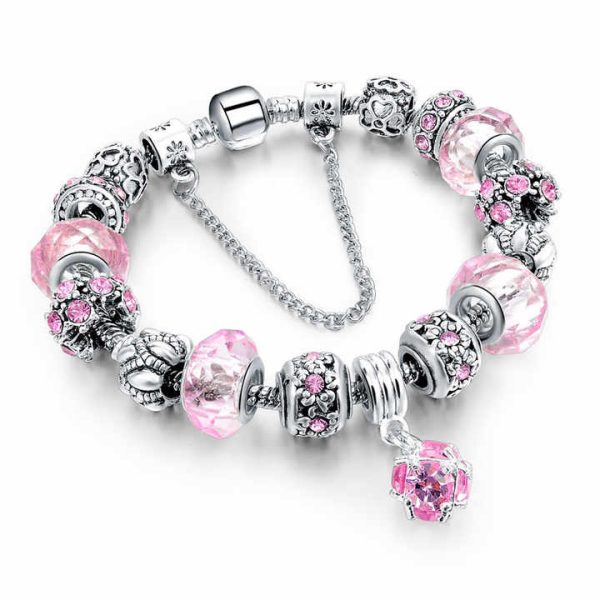 Hot Selling Female DIY Beaded Pendant Bracelet Fashion Handmade Alloy Jewelry Popular Crystal Chain Bracelets