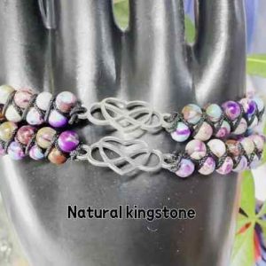 Hand-Woven Bohemian Turquoise Crystal Bead Bracelet with Stainless Steel Heart Charm for Anniversaries