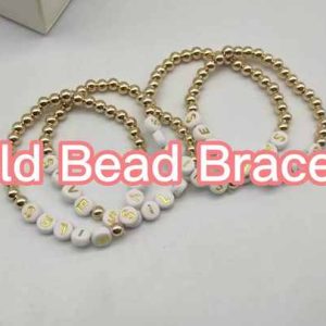 Handmade 18K Gold Plated Stretch Beaded Bracelet with Imitation Pearls – Classic Zinc Alloy Bangle Jewelry for Women
