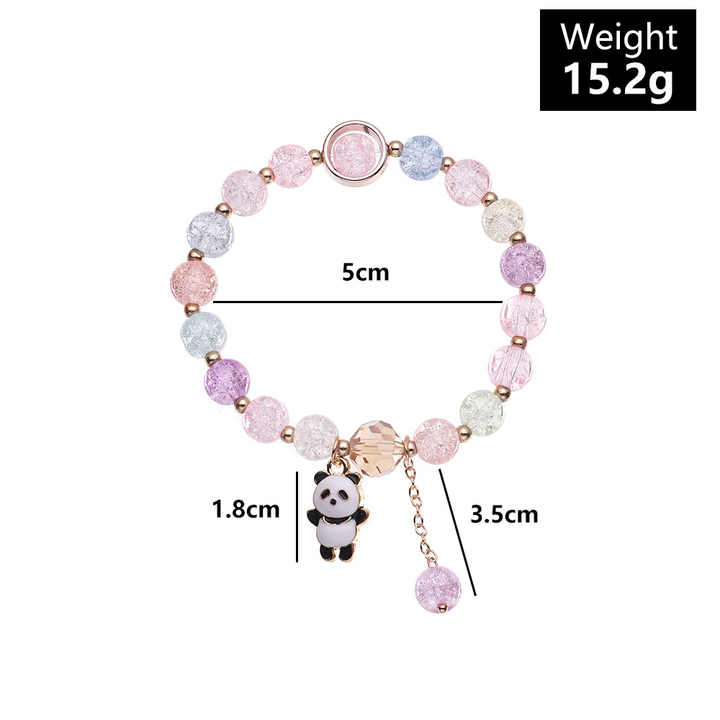 Fashion Trendy Crystal Glass Bead Bracelet Panda Fish Tail Forest Style Beaded Bracelets for Girls