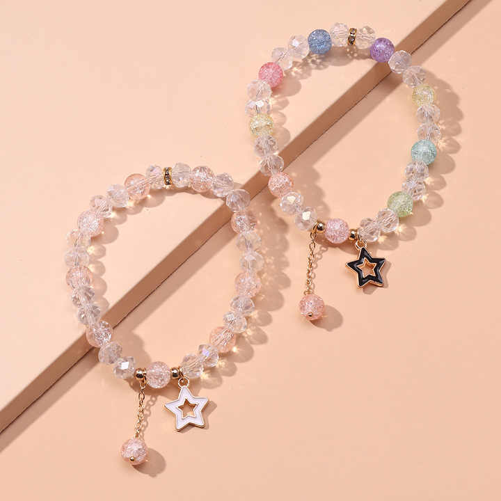 Fashion Trendy Crystal Glass Bead Bracelet Panda Fish Tail Forest Style Beaded Bracelets for Girls