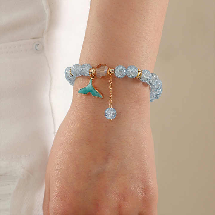 Fashion Trendy Crystal Glass Bead Bracelet Panda Fish Tail Forest Style Beaded Bracelets for Girls