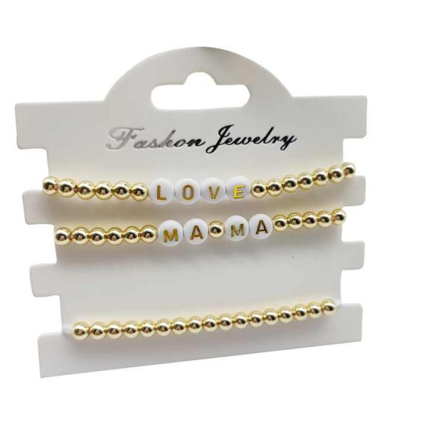 Gold Fashion Beaded Elastic Design 6mm Beaded Custom Beaded Mama Bracelet Gift Jewelry