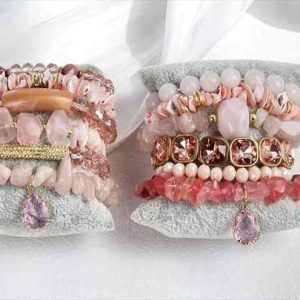 Bohemian Rose Quartz Beaded Bracelet Set for Women - 6pcs Natural Stone Glass Shell Jewelry