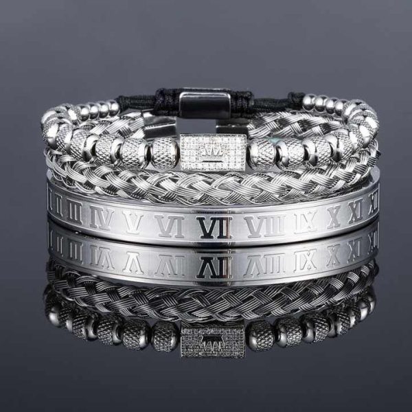 Stainless Steel Pineapple Beads Charm Bracelet Cubic Zirconia Micro Pave Brass Crown Adjustable Bracelet Crown