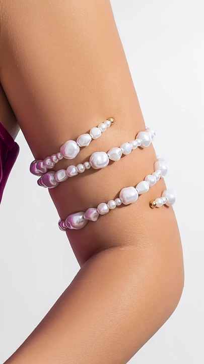 2023 Vintage Pearl Beaded Multi-Layered Cuff Bangle Bracelet for Women - Gold Plated Alloy Adjustable Wrist Jewelry