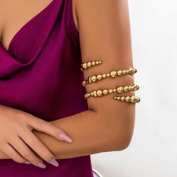 2023 New Arrival Fashion Jewelry Pearl Beaded Bracelet Women's Simple Multi Layered Wrapped Arm CCB Gold Cuff Bangle Bracelet