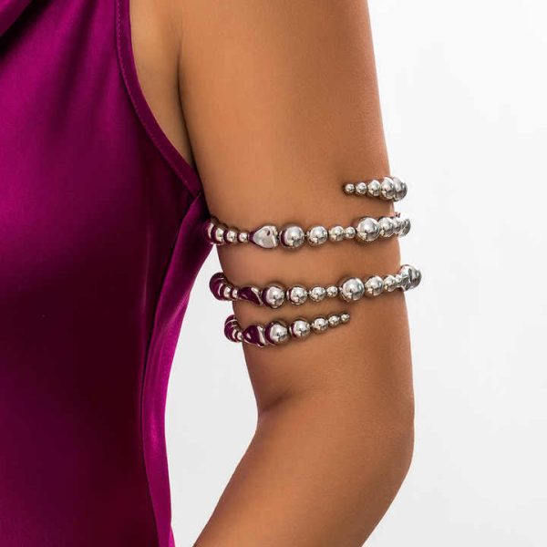 2023 New Arrival Fashion Jewelry Pearl Beaded Bracelet Women's Simple Multi Layered Wrapped Arm CCB Gold Cuff Bangle Bracelet