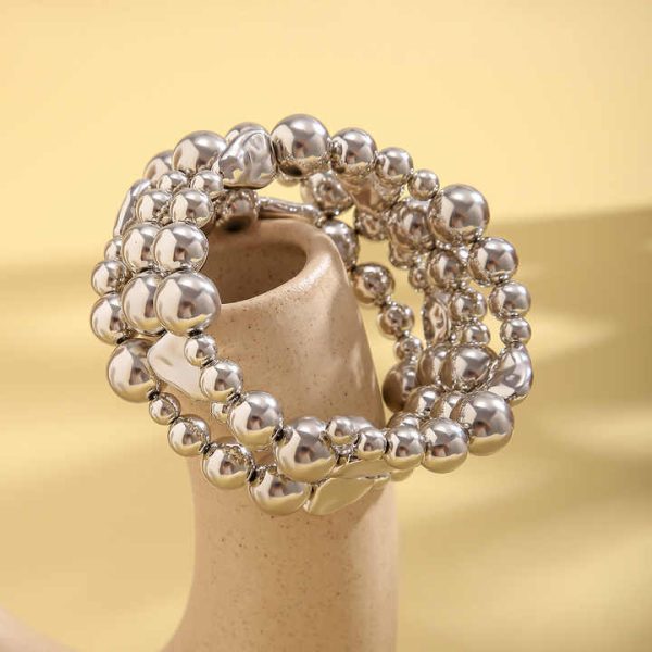 2023 New Arrival Fashion Jewelry Pearl Beaded Bracelet Women's Simple Multi Layered Wrapped Arm CCB Gold Cuff Bangle Bracelet