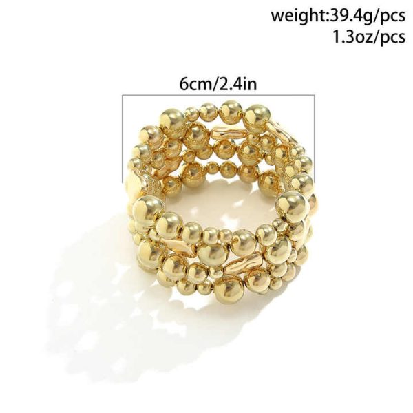 2023 New Arrival Fashion Jewelry Pearl Beaded Bracelet Women's Simple Multi Layered Wrapped Arm CCB Gold Cuff Bangle Bracelet