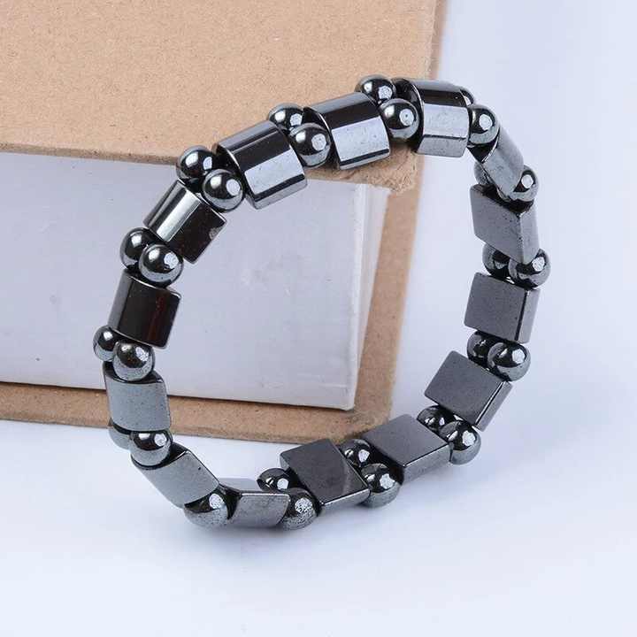 Fashion Double-Layer Black Hematite Beaded Bracelet Natural Stone Magnet Health Bracelet Health Care Jewelry Gifts