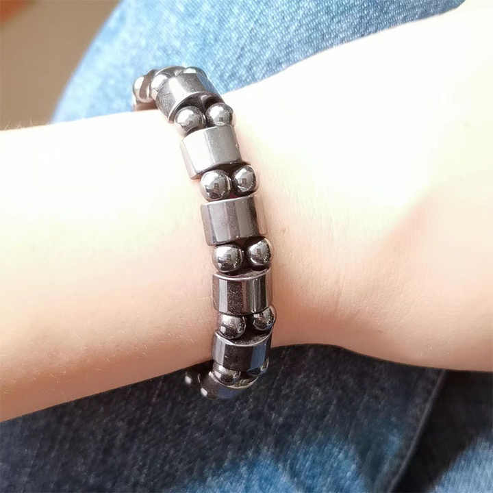 Fashion Double-Layer Black Hematite Beaded Bracelet Natural Stone Magnet Health Bracelet Health Care Jewelry Gifts