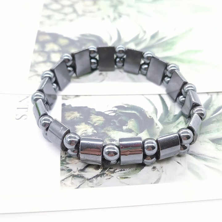Fashion Double-Layer Black Hematite Beaded Bracelet Natural Stone Magnet Health Bracelet Health Care Jewelry Gifts