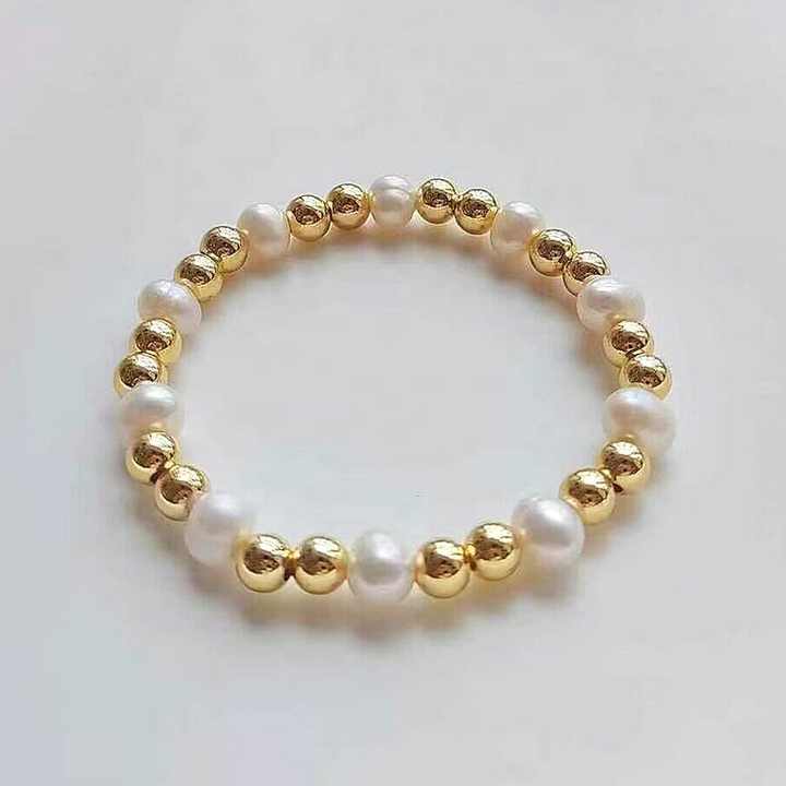 CH-LAT0476 Fashion Pearl Beaded Bracelet Gold Plated Copper Beads Bracelet Gold Plating Handmade Jewelry Wholesale