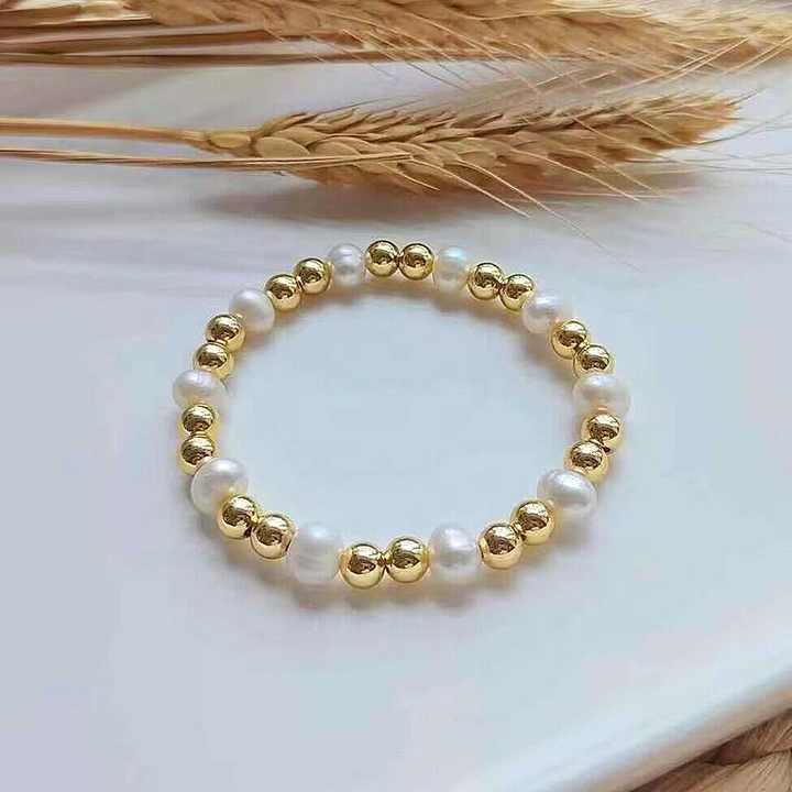 CH-LAT0476 Fashion Pearl Beaded Bracelet Gold Plated Copper Beads Bracelet Gold Plating Handmade Jewelry Wholesale