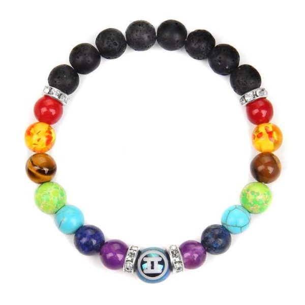 7 Chakra Bracelet Natural Stone Bead 12 Constellation Bracelets for Men Women Reiki Crystal Healing Anxiety Meditation Jewellery