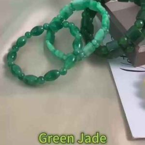 Bohemian Jade and Gemstone Unisex Bangle with Asscher Cut Diamonds
