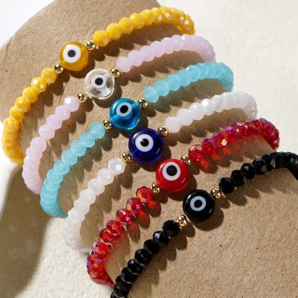 Wholesale Women's Fashion Handmade Beaded Bracelet Set Boho Fine Crystal Beads Evil Eye Charm Friendship Bracelets for Gift