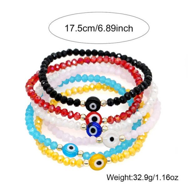 Wholesale Women's Fashion Handmade Beaded Bracelet Set Boho Fine Crystal Beads Evil Eye Charm Friendship Bracelets for Gift