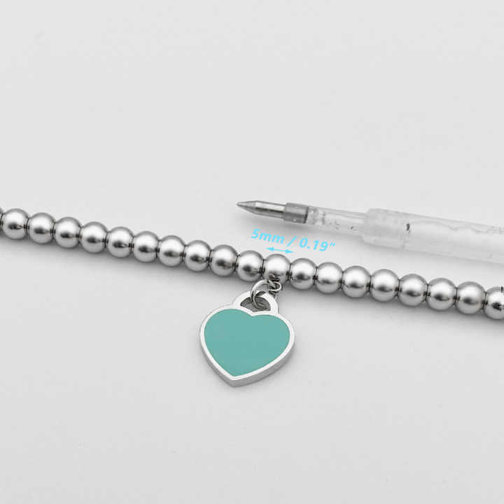 Wholesale Stainless Steel Heart Bead Bracelet for Women & Couples - Best Selle Trendy Adjustable Matching Jewelry(Green/Pink)