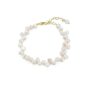 Fashion Jewelry Custom 18K Gold Plated Brass Bracelet Irregularity Natural Freshwater Baroque Pearl Beaded Bracelet for Women