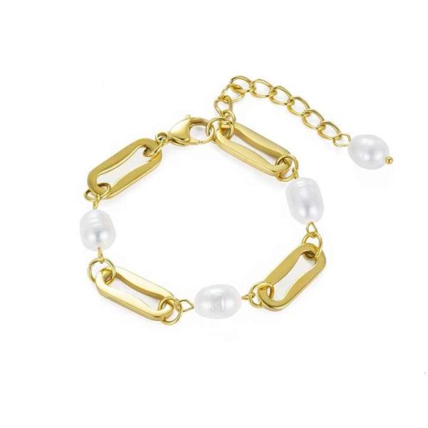 Fashion Jewelry Custom 18K Gold Plated Brass Bracelet Irregularity Natural Freshwater Baroque Pearl Beaded Bracelet for Women
