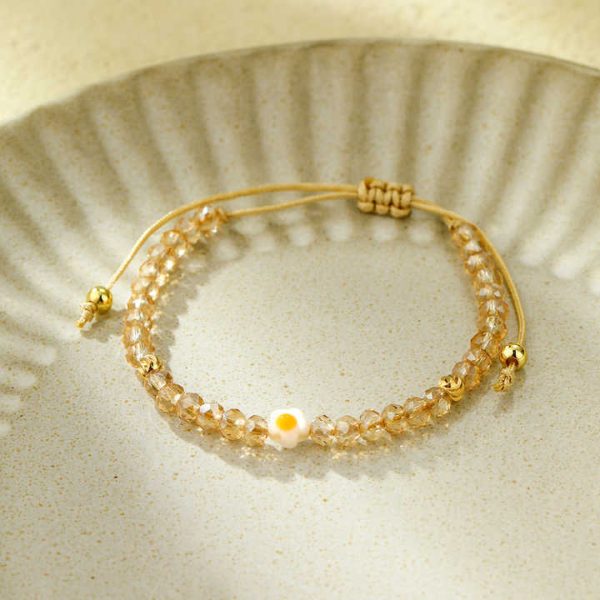 Bohemia Sunflower Pearl Crystal Copper Beaded Braid Bracelets Set for Friendship Jewelry Girl Gift
