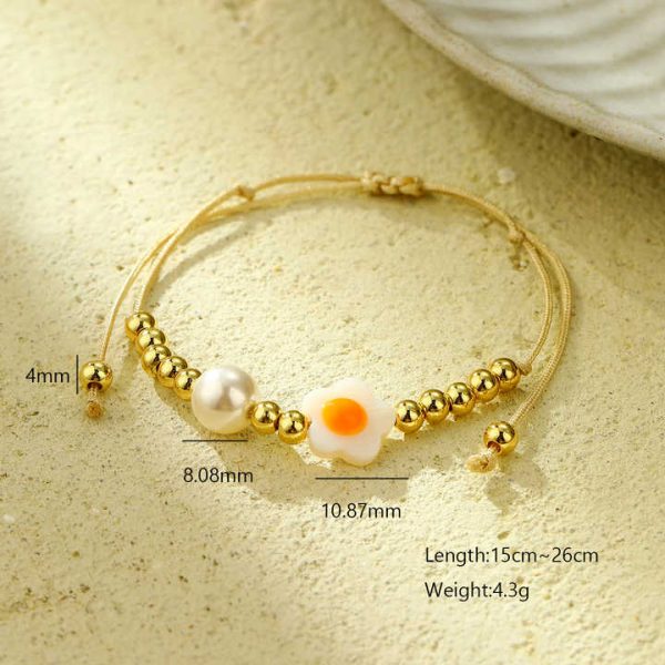 Bohemia Sunflower Pearl Crystal Copper Beaded Braid Bracelets Set for Friendship Jewelry Girl Gift