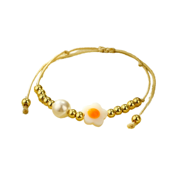 Bohemia Sunflower Pearl Crystal Copper Beaded Braid Bracelets Set for Friendship Jewelry Girl Gift