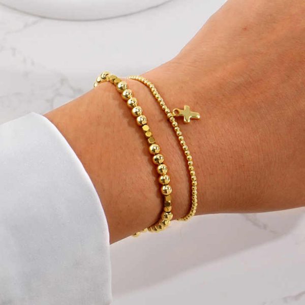 Fashion Jewelry Fashionable European American Gold Plated Charm Beaded Bracelets for Women Men
