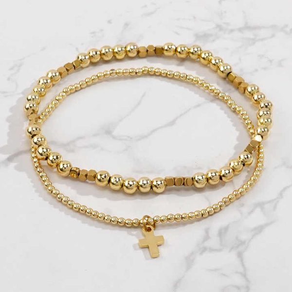 Fashion Jewelry Fashionable European American Gold Plated Charm Beaded Bracelets for Women Men