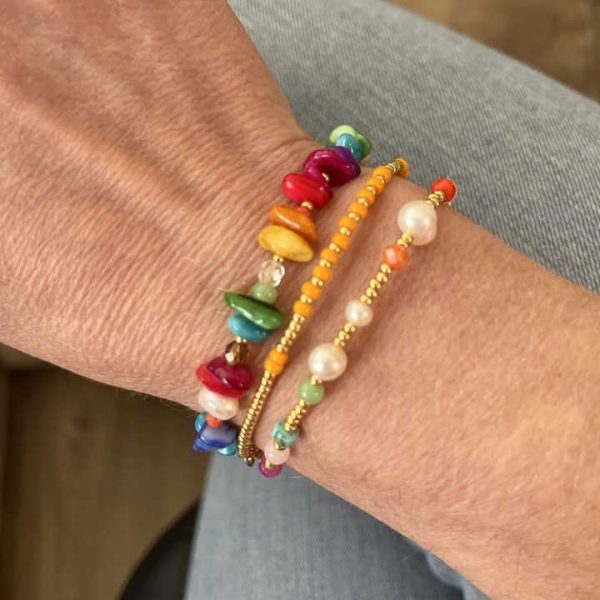Handmade 3PCS Bohemian Beaded Bracelet Set Multicolor Semi Precious Gemstone Stretch Bracelet Fashion Jewelry for Women