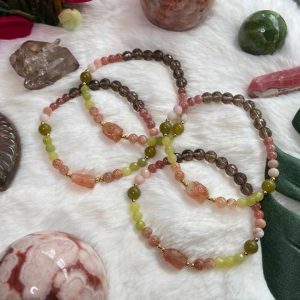 Vintage Natural Stone Beaded Bracelet - Dainty Unisex Energy Healing Crystal Jewelry
