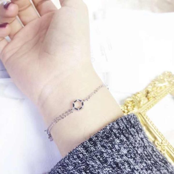 Charming Fashion Factory Wholesale S925 Sterling Silver Love Geometry Bracelet Women's Senior Jewelry