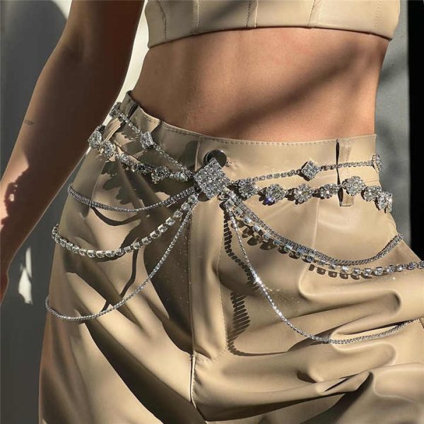 Hot Selling Wholesale Fashion Rhinestone Waist Chain Sexy Belly Chain Body Jewelry for Parties and Gifts Hotspot at Nightclubs