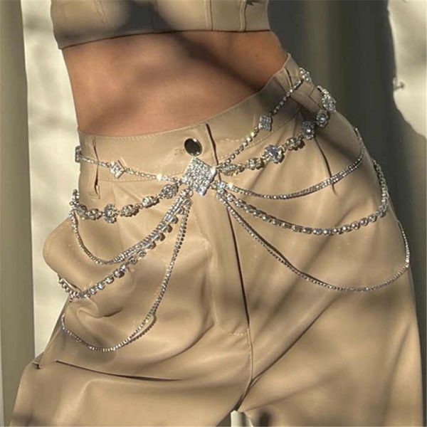 Hot Selling Wholesale Fashion Rhinestone Waist Chain Sexy Belly Chain Body Jewelry for Parties and Gifts Hotspot at Nightclubs