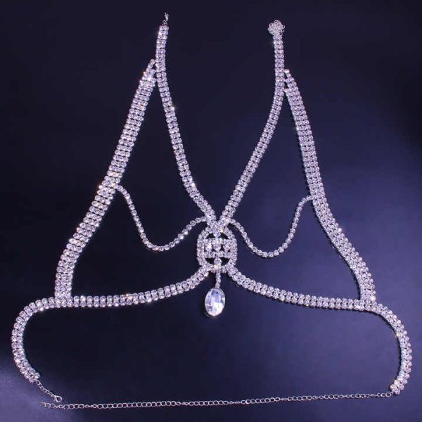 Women's Sexy Body Chain Multi Layer Fashion Bra Chain Accessories Gift Body Jewelry Rhinestone Bra Chain