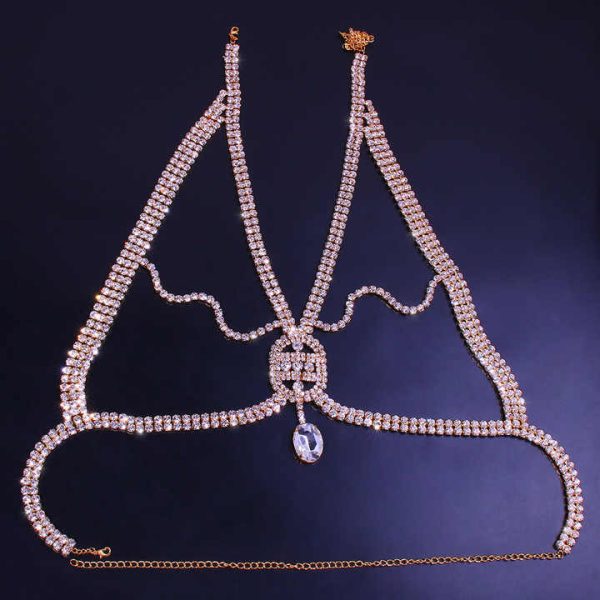 Women's Sexy Body Chain Multi Layer Fashion Bra Chain Accessories Gift Body Jewelry Rhinestone Bra Chain