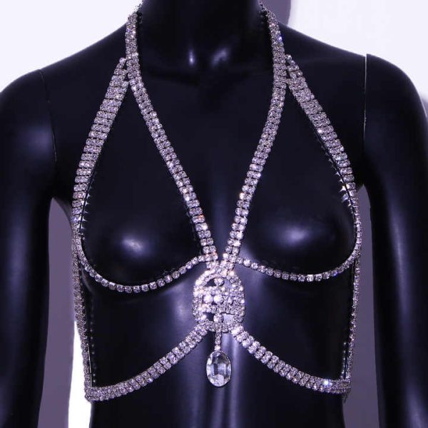 Women's Sexy Body Chain Multi Layer Fashion Bra Chain Accessories Gift Body Jewelry Rhinestone Bra Chain