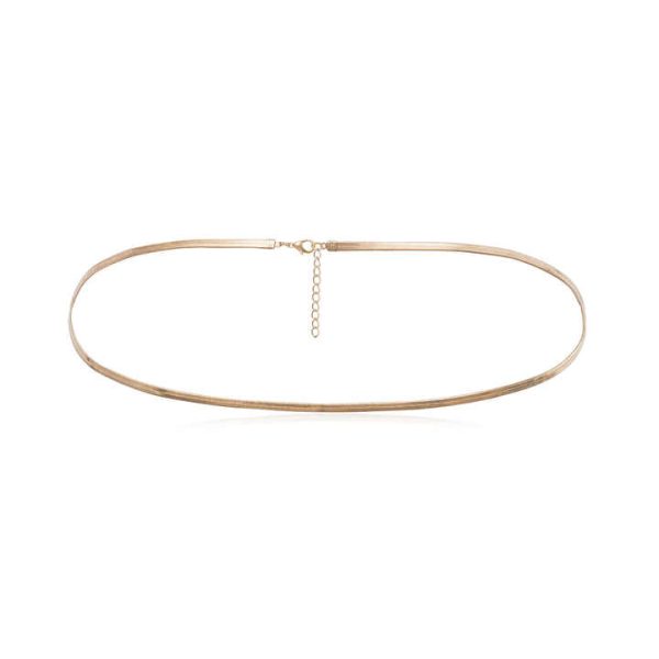 Fashion Women's 18k Gold Metal Beach Jewelry Simple Africa Flat Herringbone Snake Fine Jewelry Body Waist Chain