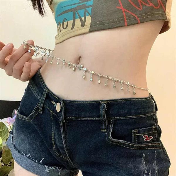 Delicate Fashion Fringe Waist Chain Summer Beach Belly Chain Bikini Rhinestone Waist Belts Multi-layer Crystal Tassel Body Chain