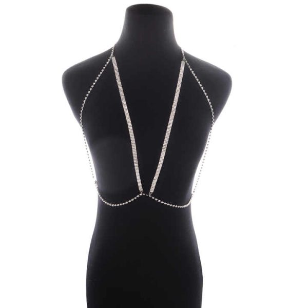 Wholesale Crystal Sexy Bra Chest Chain Shinning Rhinestone Beach Bikini Belly Chain Women Fashion Jewelry Body Chain