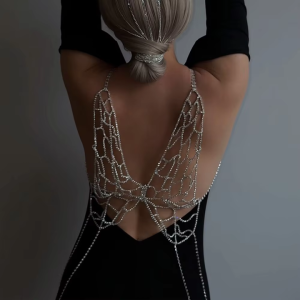 Gold-Plated Women's Bikini Chest Chain Trendy Full Diamond Rhinestone Butterfly Design Body Jewelry for Adults for Parties
