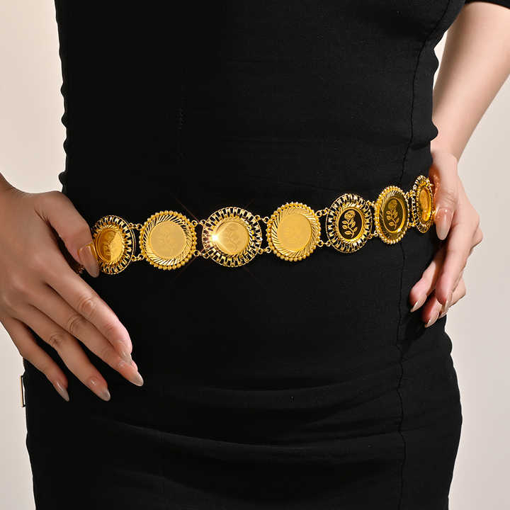 Wholesale Middle Eastern Style Rose Design Women's Belt Accessories,18K Gold Plated Jewelry, Women's Wedding Accessories