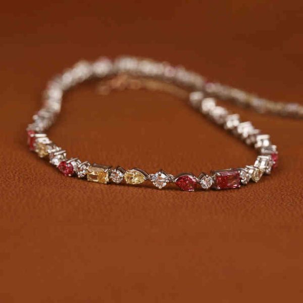 Multi Shape Cut Lab Grown Diamond Tennis Luxury Necklace 18KT Solid Gold Fashionable Iced Out Tennis Chain for Birthday Gift