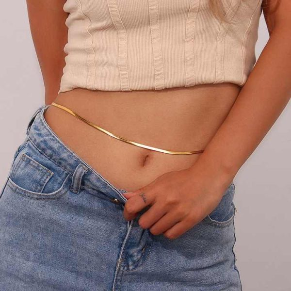 Fashion Tarnish Free Blade Waist Chain Stainless Steel Gold Plated Belly Chain Body Chain