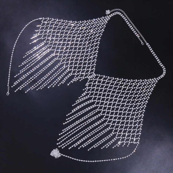 Sexy Net Bra Body Chain Crystal Dress Fine Rhinestone Top Women Lingerie Sexy Hot Nighty Sexy Net for Party